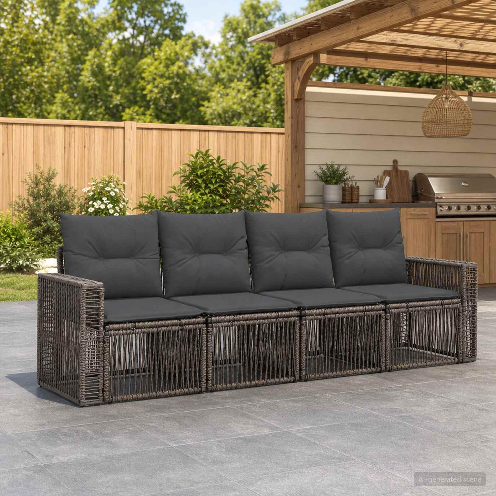 Havesofa sæt 4 stk. i polyrattan grå og mørkegrå