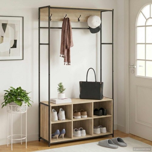 Knagerække med skobænk i Sonoma-eg 100 x 32 x 180,5 cm