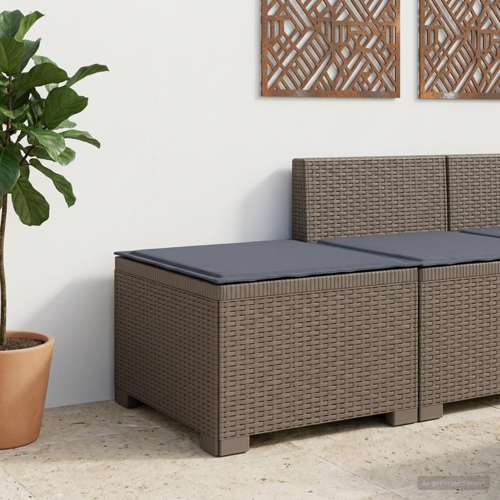 1-personers havemøbelsofa med pude i rattan look PP lysegrå