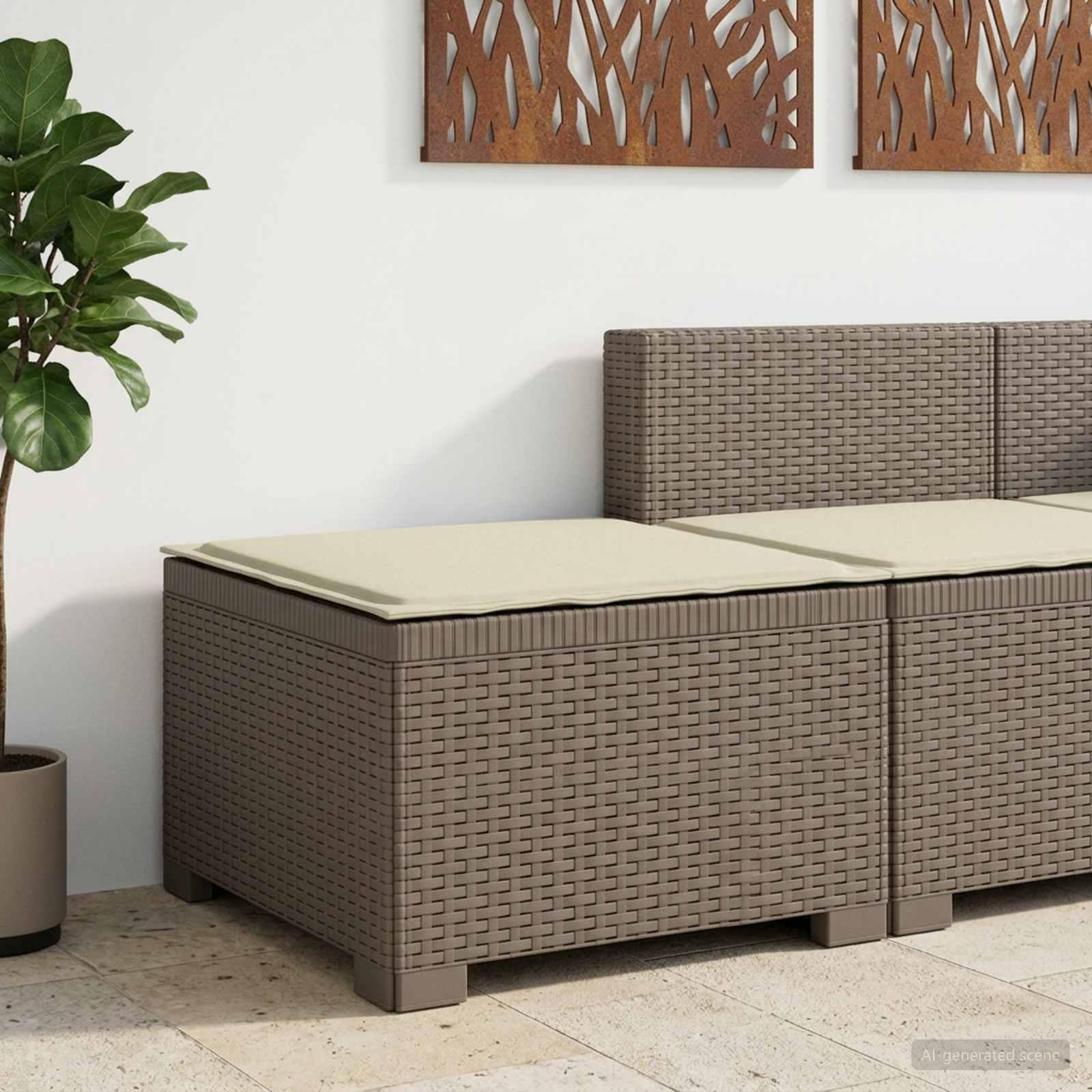1-personers havemøbelsofa i rattan look med pude, lysegrå