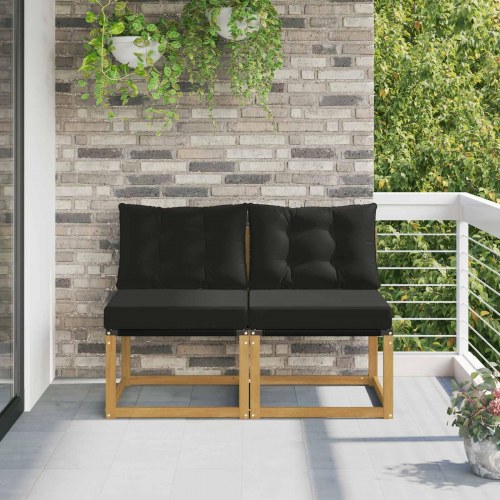 2 stk. udendørs mellem sofa i massivt akacietræ med Textilene-stof