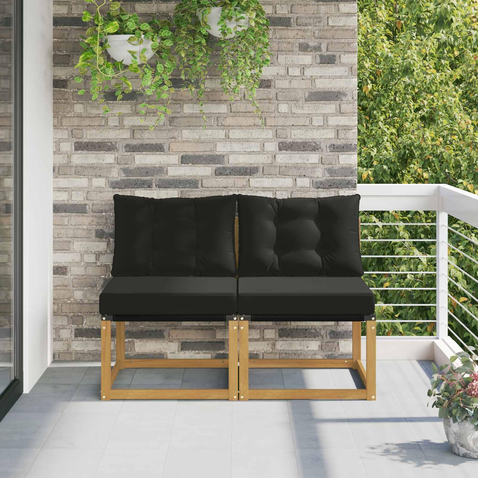 2 stk. udendørs mellem sofa i massivt akacietræ med Textilene-stof
