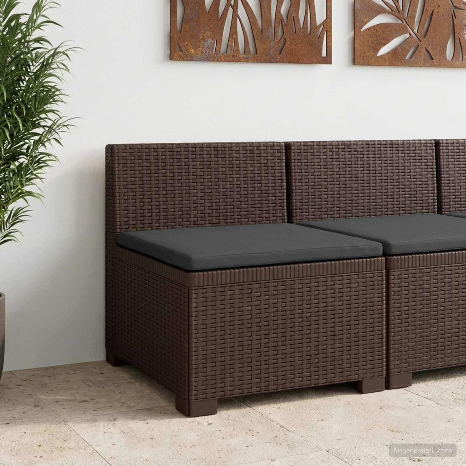 1-personers havemøbelsofa med pude i rattan look PP brun