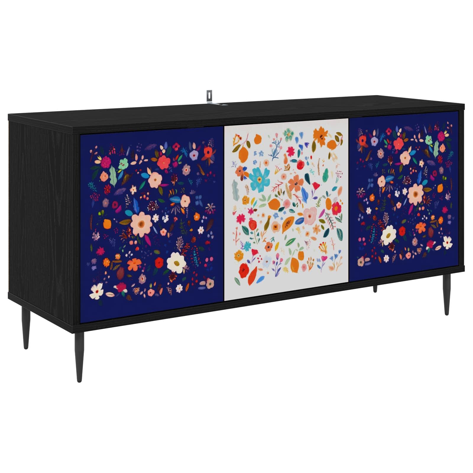 TV-skab MAINZ 102 x 33 x 51 cm i sort eg med 3 døre