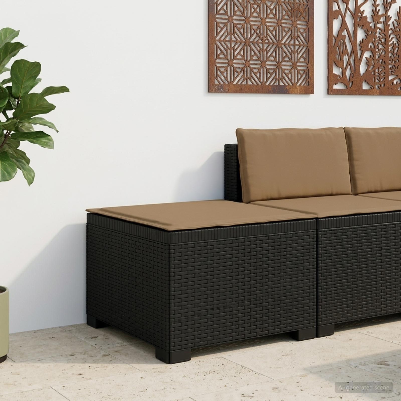 1-personers havemøbelsofa i rattan look med pude, PP antracit