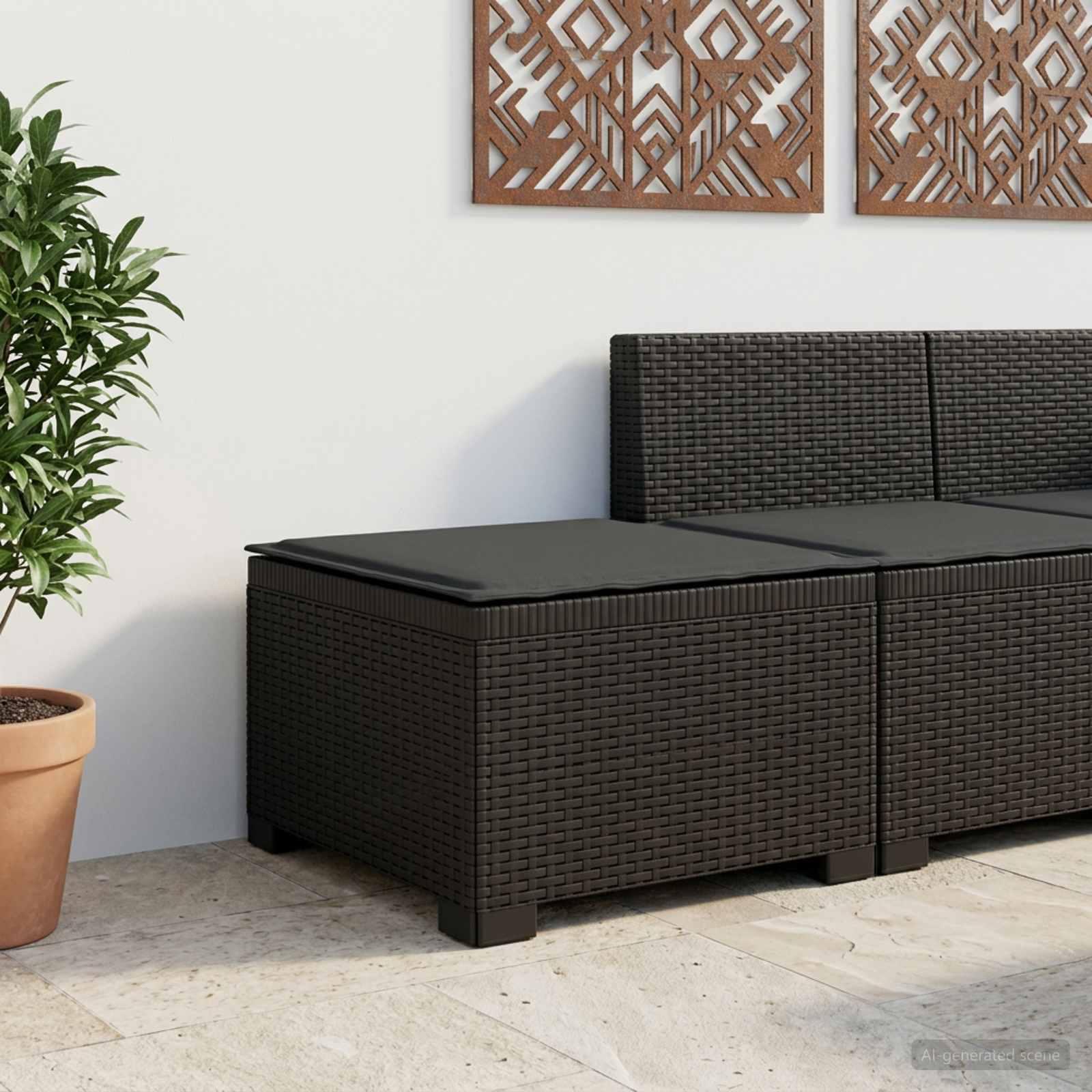 1-personers havemøbelsofa med pude i rattan look PP antracit