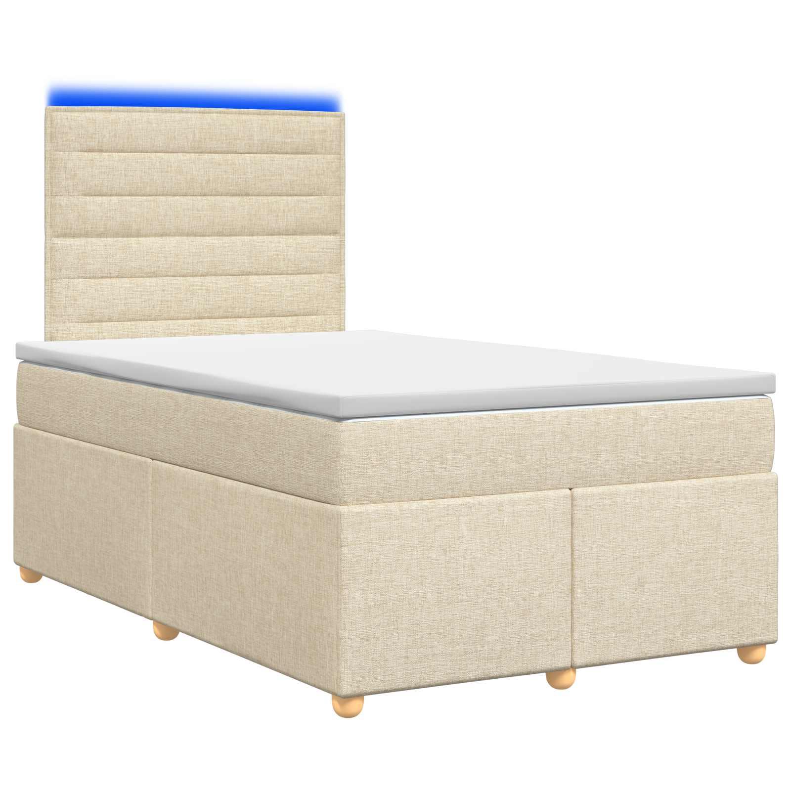 Boxspring seng med madras og topmadras 120 x 190 cm cremefarvet stof