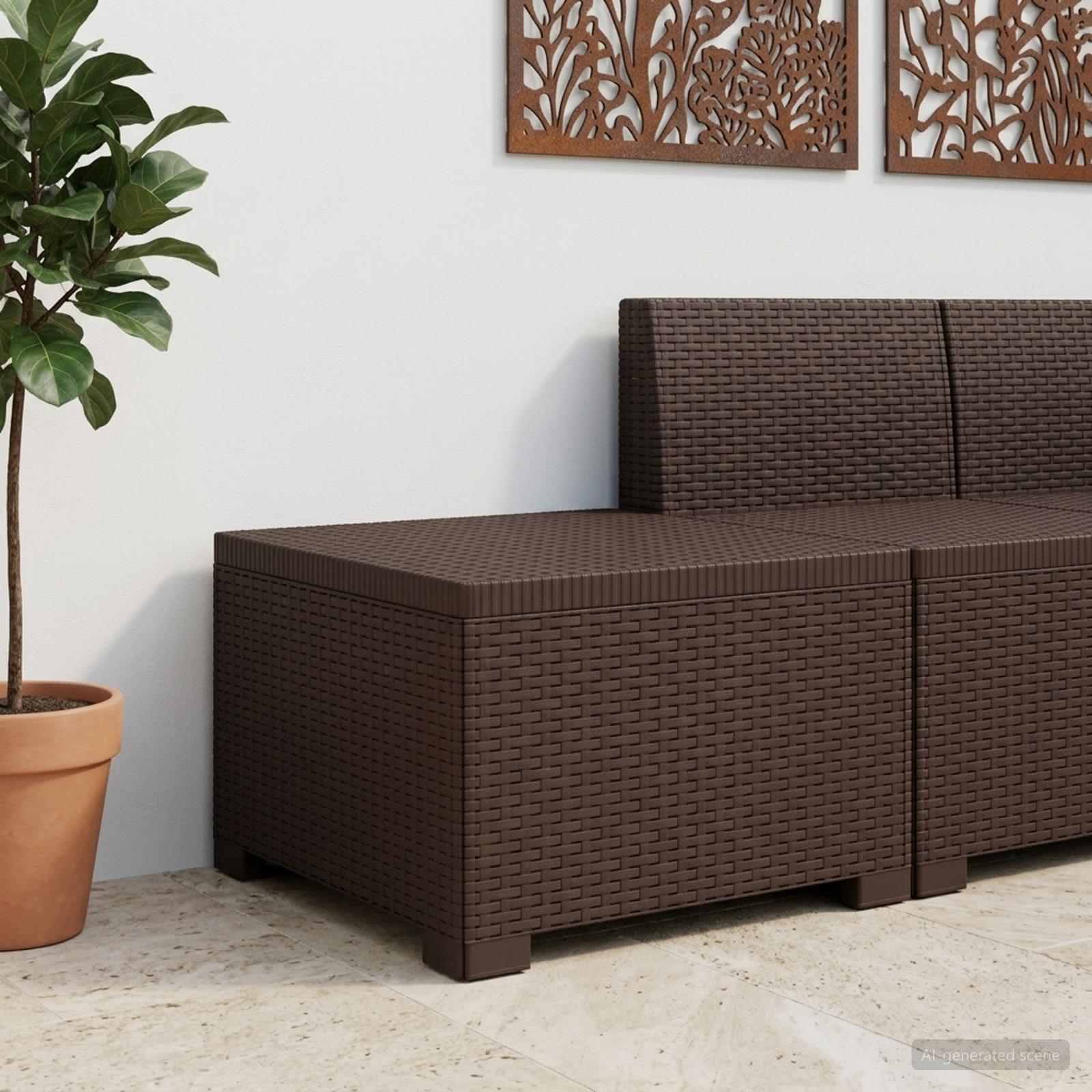 1-personers havemøbelsofa i rattan look PP brun