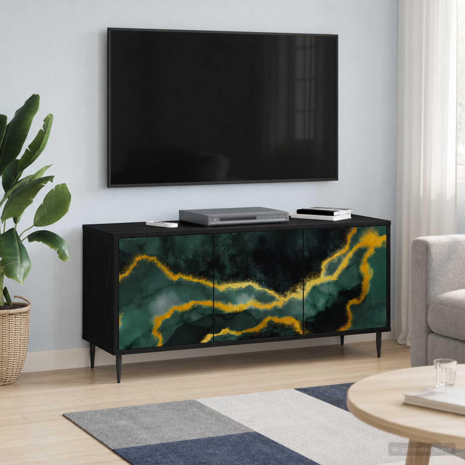 TV-skab WIJHE 102 x 33 x 51 cm i sort eg med 3 låger