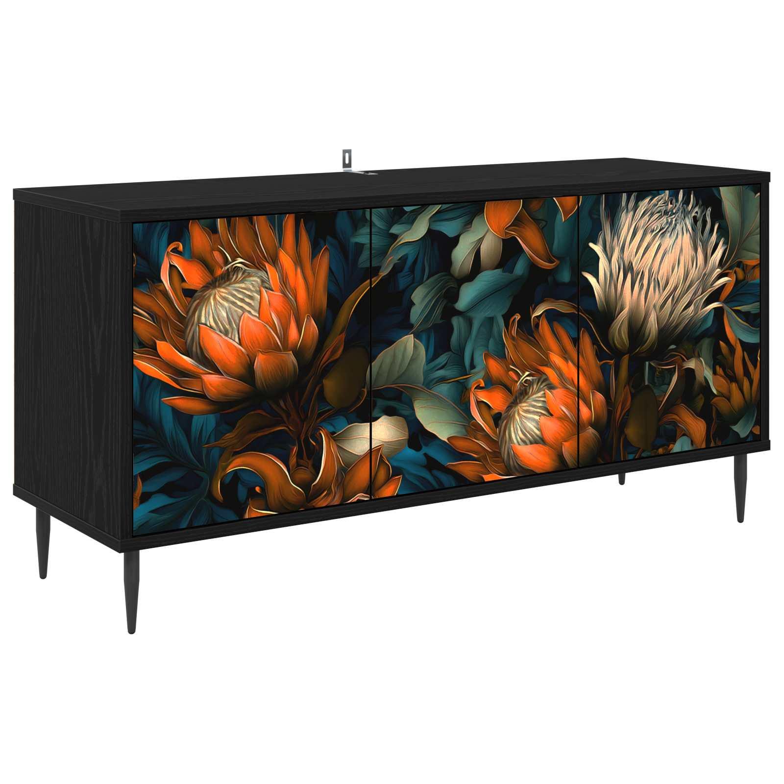 TV-skab LOCHEM 102 x 33 x 51 cm i sort eg med 3 døre