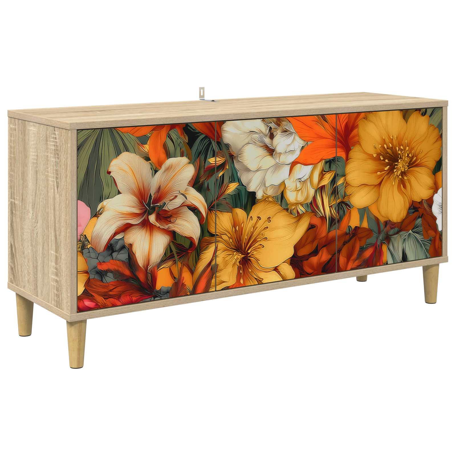TV-skab GENNEP 102 x 33 x 50 cm i sonoma-eg med 3 låger
