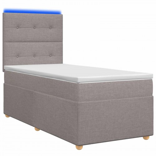 Boxspring seng med madras, topmadras og justerbart hovedgærde 80 x 200 cm - gråbrun