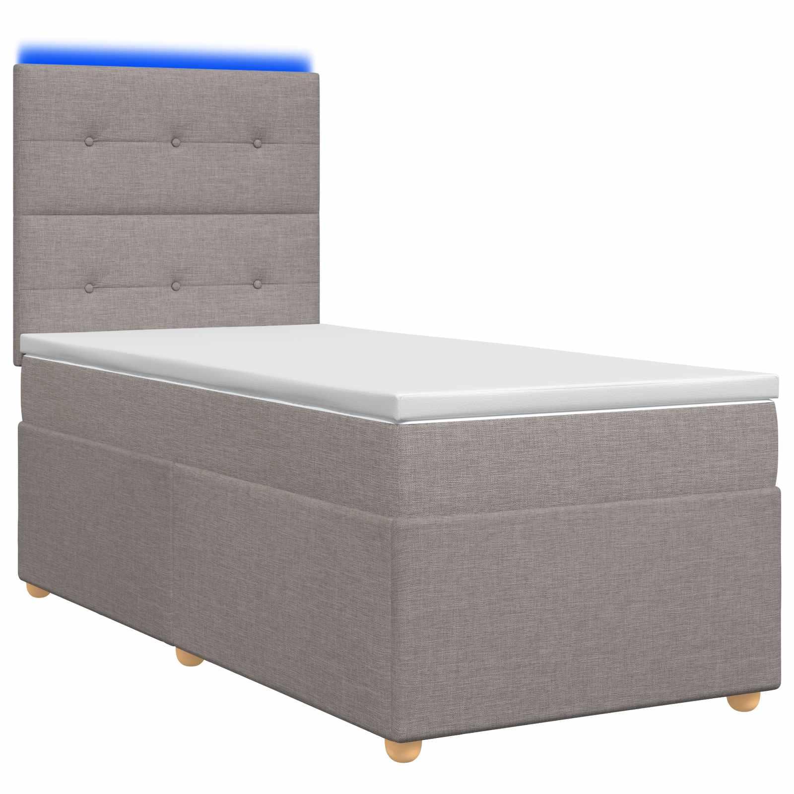 Boxspring seng med madras, topmadras og justerbart hovedgærde 80 x 200 cm - gråbrun