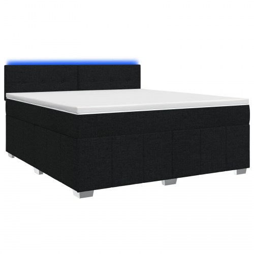 Boxmadras seng med topmadras og hovedgærde 160 x 200 cm sort stof