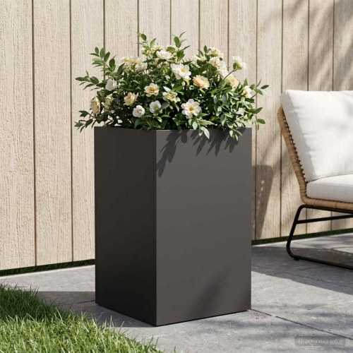 Blomsterkrukke til udendørs brug sort 40 x 40 x 50 cm i koldvalset stål