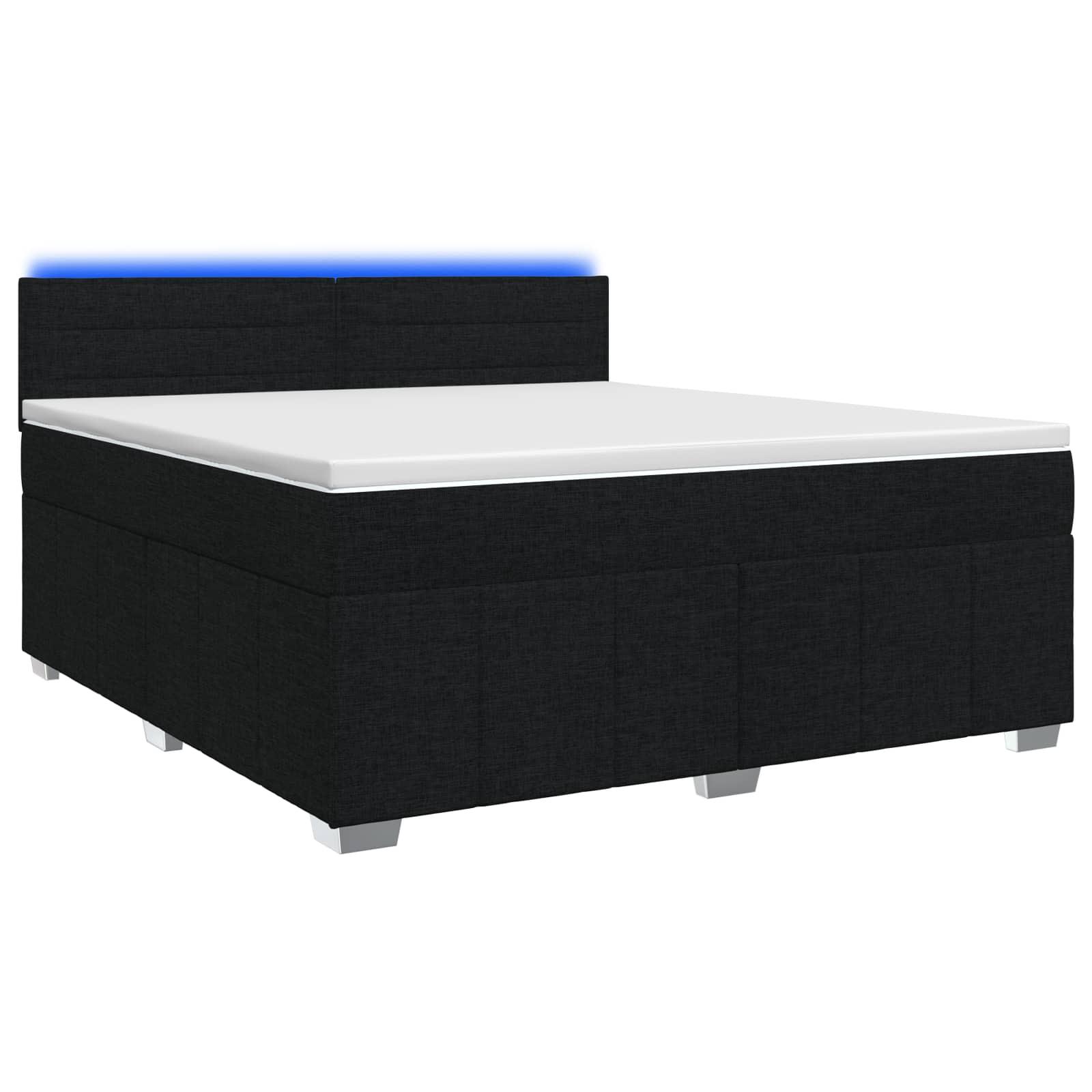 Boxmadras seng med topmadras og justerbart hovedgærde 160 x 200 cm sort stof