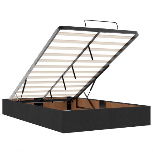 Ottoman seng med madras og LED sort 120 x 200 cm stof