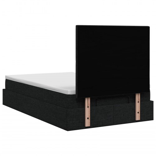 Ottoman seng med madras og LED sort 120 x 200 cm stof