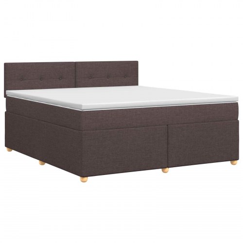 Boxspring seng med madras og topmadras 160 x 200 cm mørk brun stof