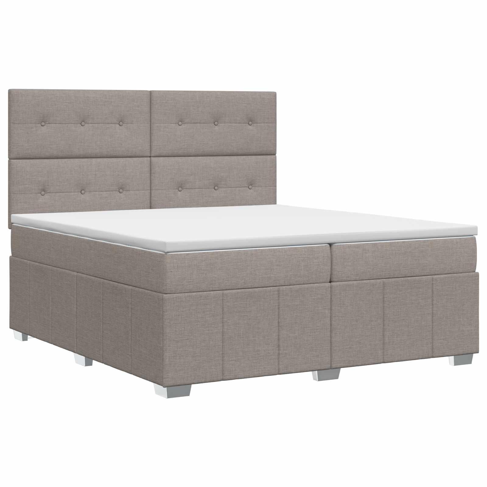Boksmadras seng med topmadras 140 x 190 cm i gråbrun stof