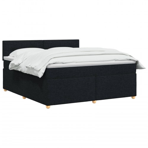 Boxspring seng med topmadras og justerbar hovedgavl 160 x 200 cm - sort stof