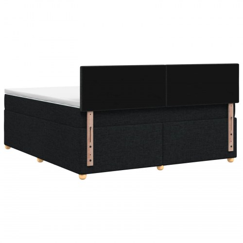 Boxspring seng med topmadras og justerbar hovedgavl 160 x 200 cm - sort stof