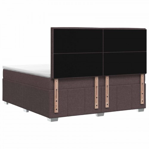 Boksmadras seng med topmadras 140 x 190 cm - mørk brun stof