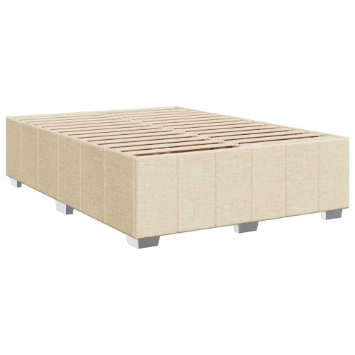 Boxmadras seng 140 x 200 cm med topmadras og LED - cremefarvet stof