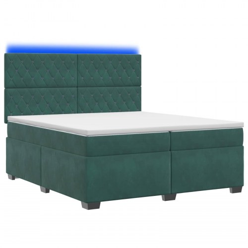 Boxmadras seng med topmadras 200 x 200 cm i mørkegrøn fløjl