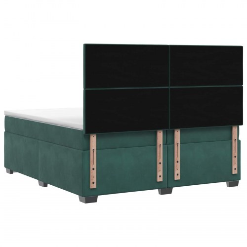 Boxmadras seng med topmadras 200 x 200 cm i mørkegrøn fløjl