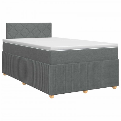 Seng med madras og topmadras 120 x 190 cm mørkegrå stof