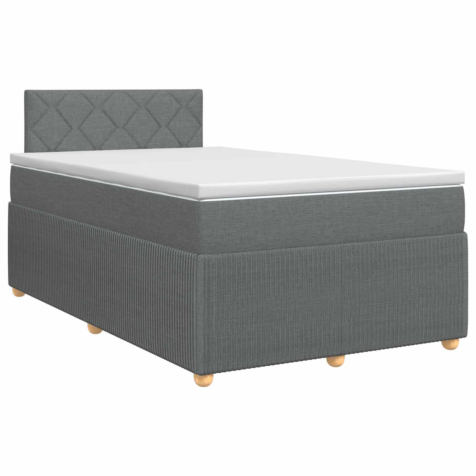 Seng med madras og topmadras 120 x 190 cm mørkegrå stof