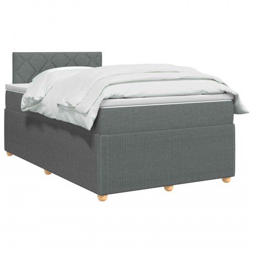 Seng med madras og topmadras 120 x 190 cm mørkegrå stof