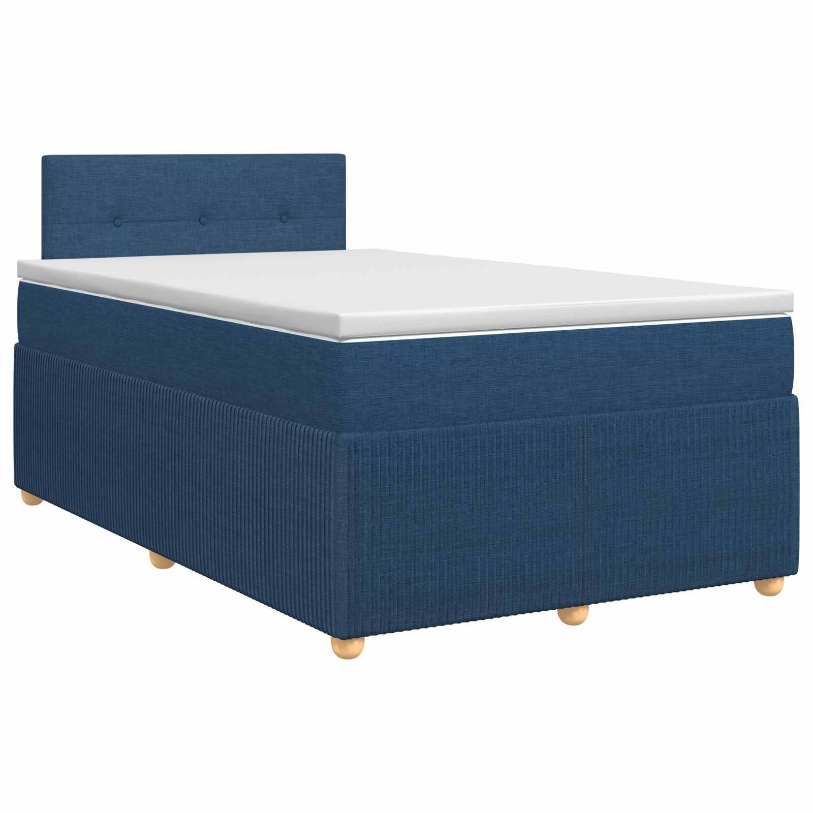 Boxspring seng med topmadras og justerbar hovedgavl 120 x 190 cm - blå stof