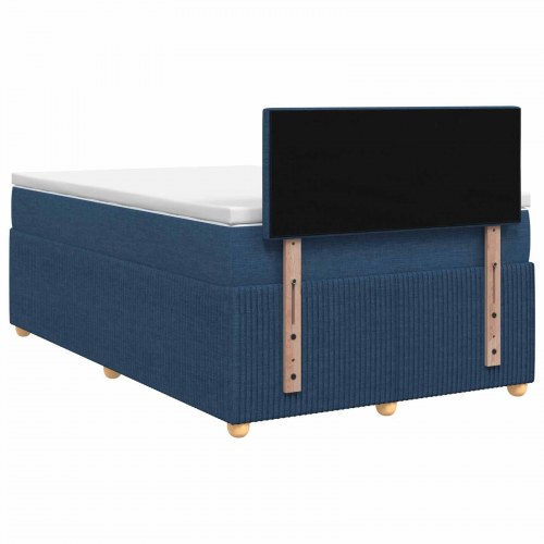 Boxspring seng med topmadras og justerbar hovedgavl 120 x 190 cm - blå stof