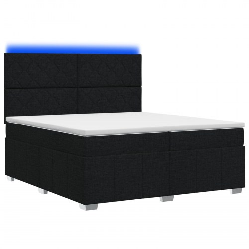 LED boksmadrasseng med madras 200 x 200 cm - sort stof