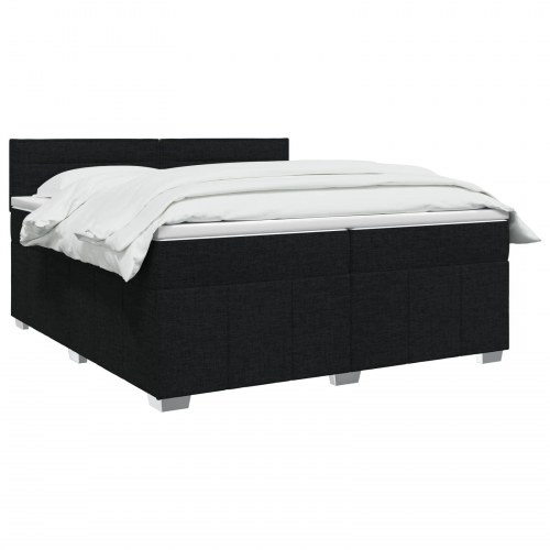 LED boksmadrasseng med madras 200 x 200 cm - sort stof