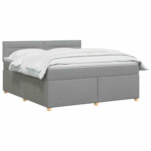 Boxspring seng med madras og topmadras 160 x 200 cm lysegrå stof
