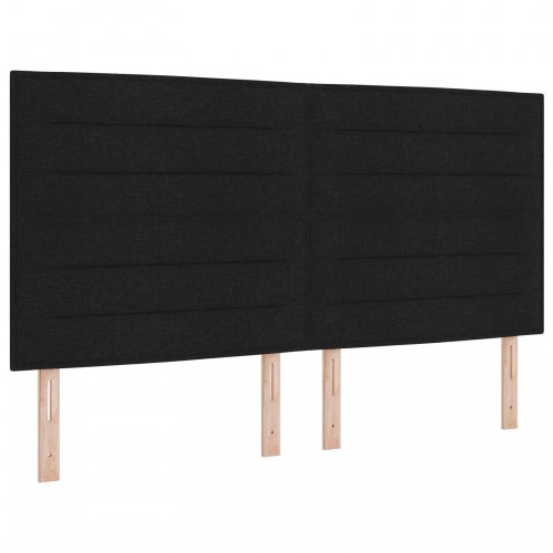 Boksmadras seng med topmadras og hovedgærde 140 x 190 cm sort stof