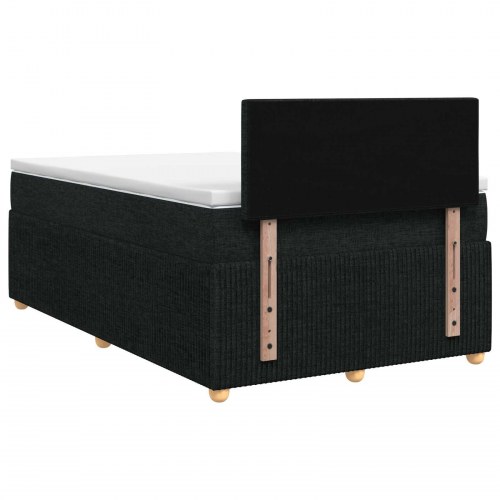 Kontinentalseng med topmadras og justerbar hovedgavl 120 x 190 cm - sort stof