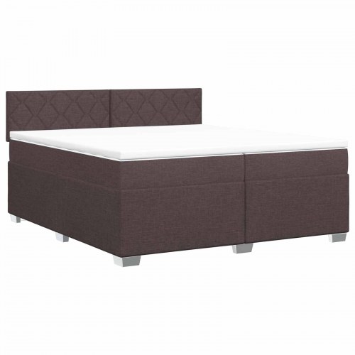 Boksmadras med topmadras 200 x 200 cm mørk brun stof