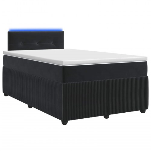 Boksmadras seng med topmadras og justerbar hovedgavl 120 x 190 cm - sort fløjl