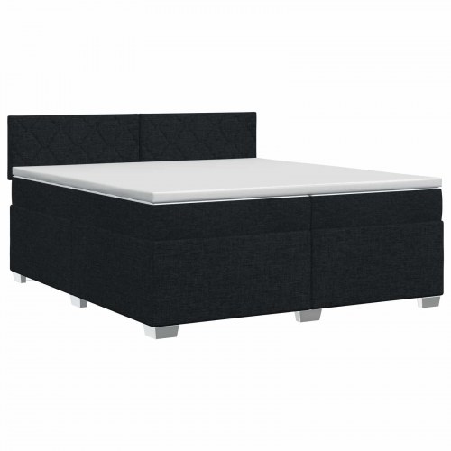Boksmadras med topmadras og justerbar hovedgavl - sort 200 x 200 cm