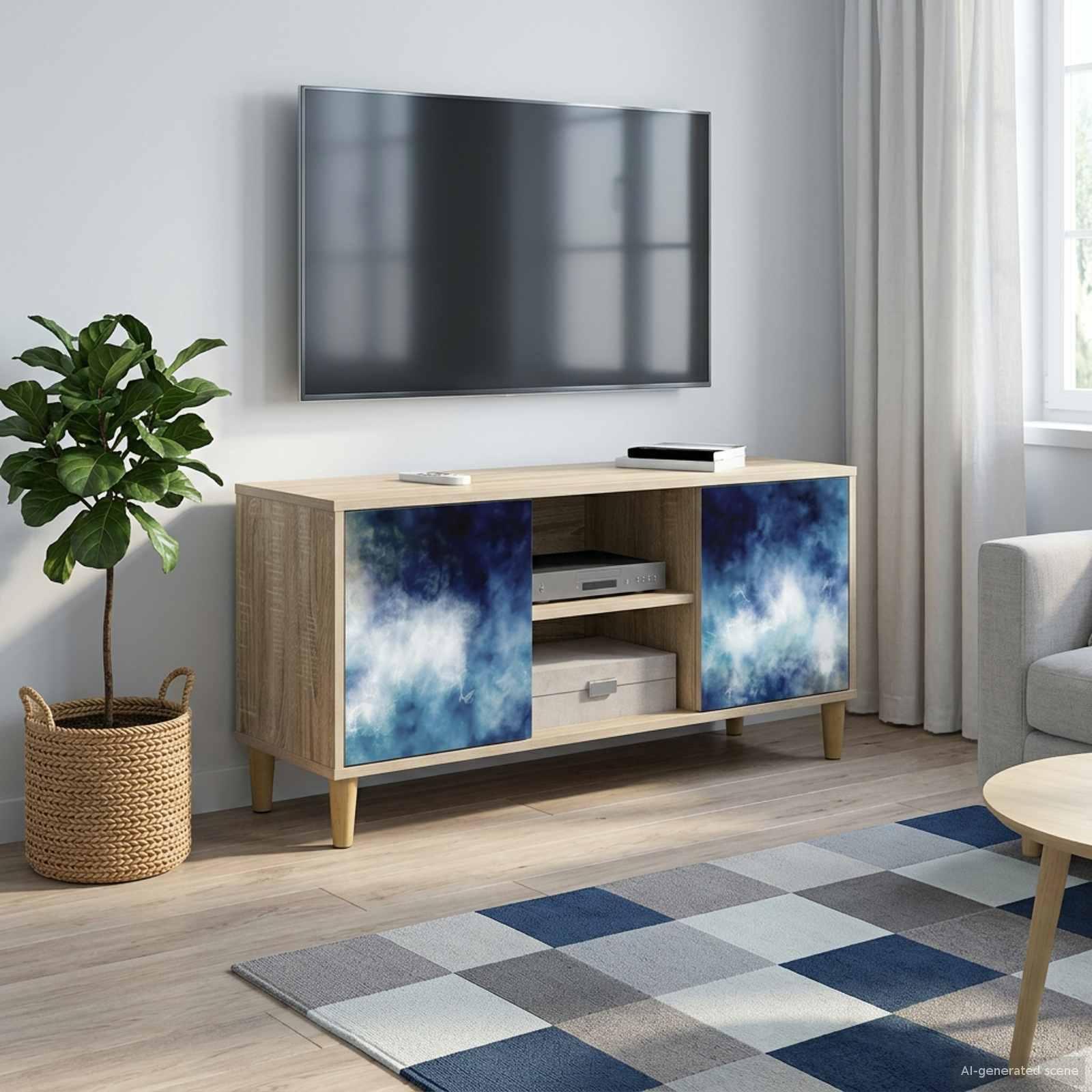 TV-skab RAALTE 102 x 33 x 50 cm i sonoma-eg med dekorative låger