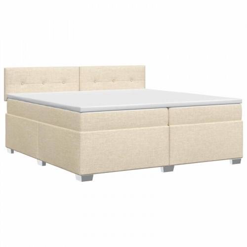Boksmadras med topmadras 200 x 200 cm cremefarvet stof