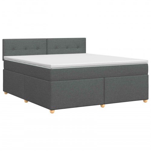 Boxmadras med topmadras 140 x 200 cm mørkegrå stof