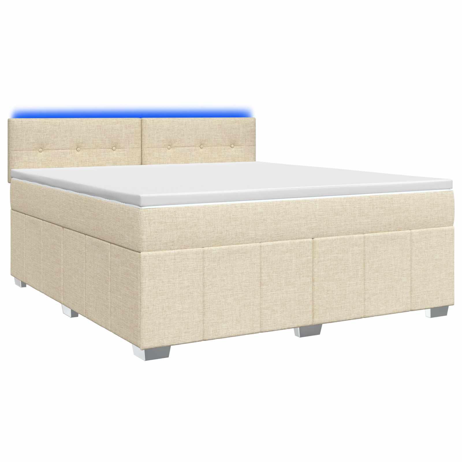 Boxmadras seng med topmadras og LED cremefarvet 140 x 190 cm