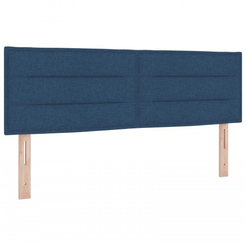Boxspring seng med topmadras og justerbar hovedgavl 140 x 200 cm blå stof