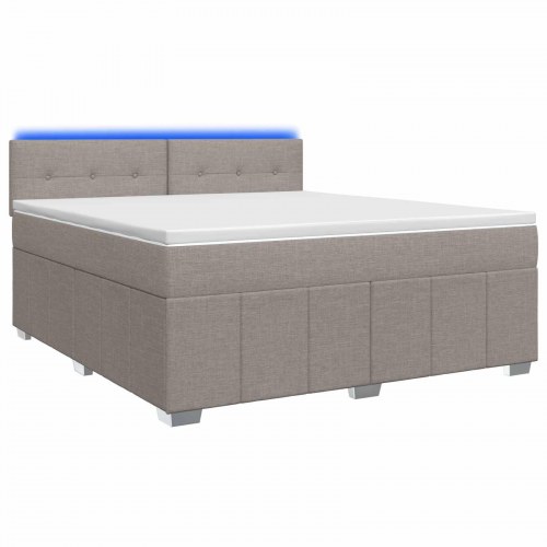 Boxmadras seng med topmadras og LED gråbrun 140 x 190 cm