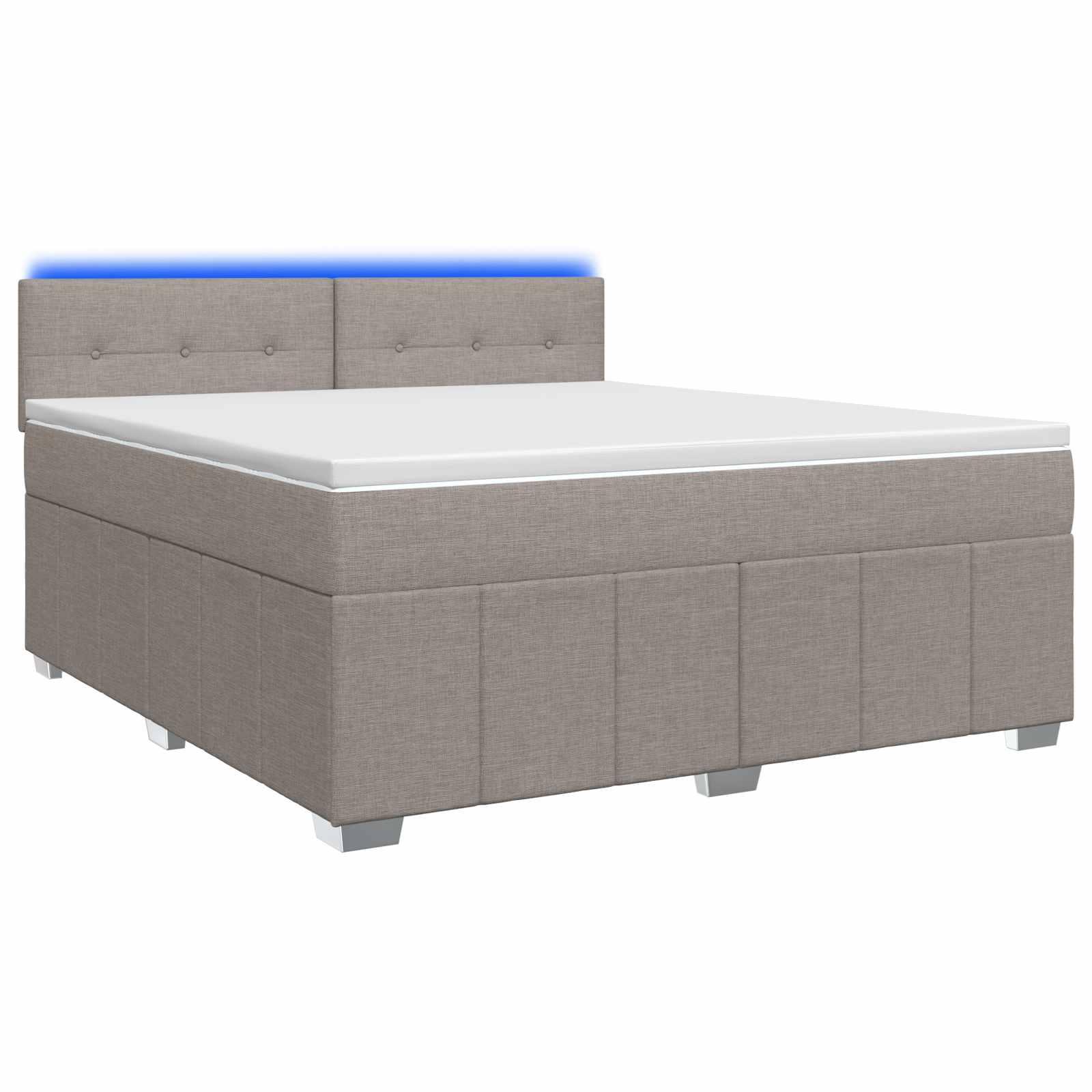 Boxmadras seng med topmadras og LED gråbrun 140 x 190 cm